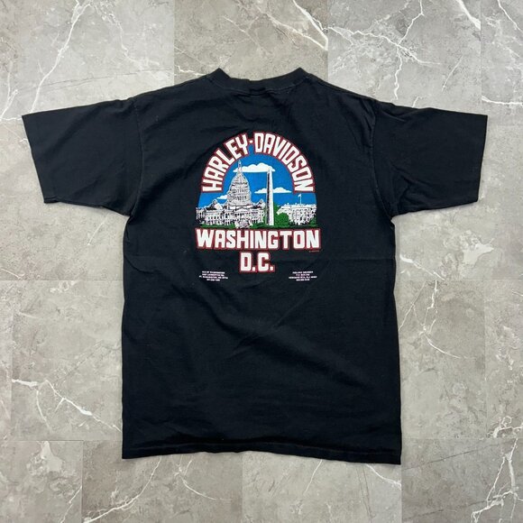 90s Vintage Harley Davidson Graphic Tee Mens Large Rolling Thunder Washington DC - Picture 1 of 10